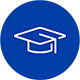 Icon grad cap on blue circle