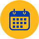 Icon calendar on yellow circle