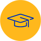 Icon grad cap on yellow circle