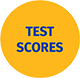 Test scores icon on yellow circle, small